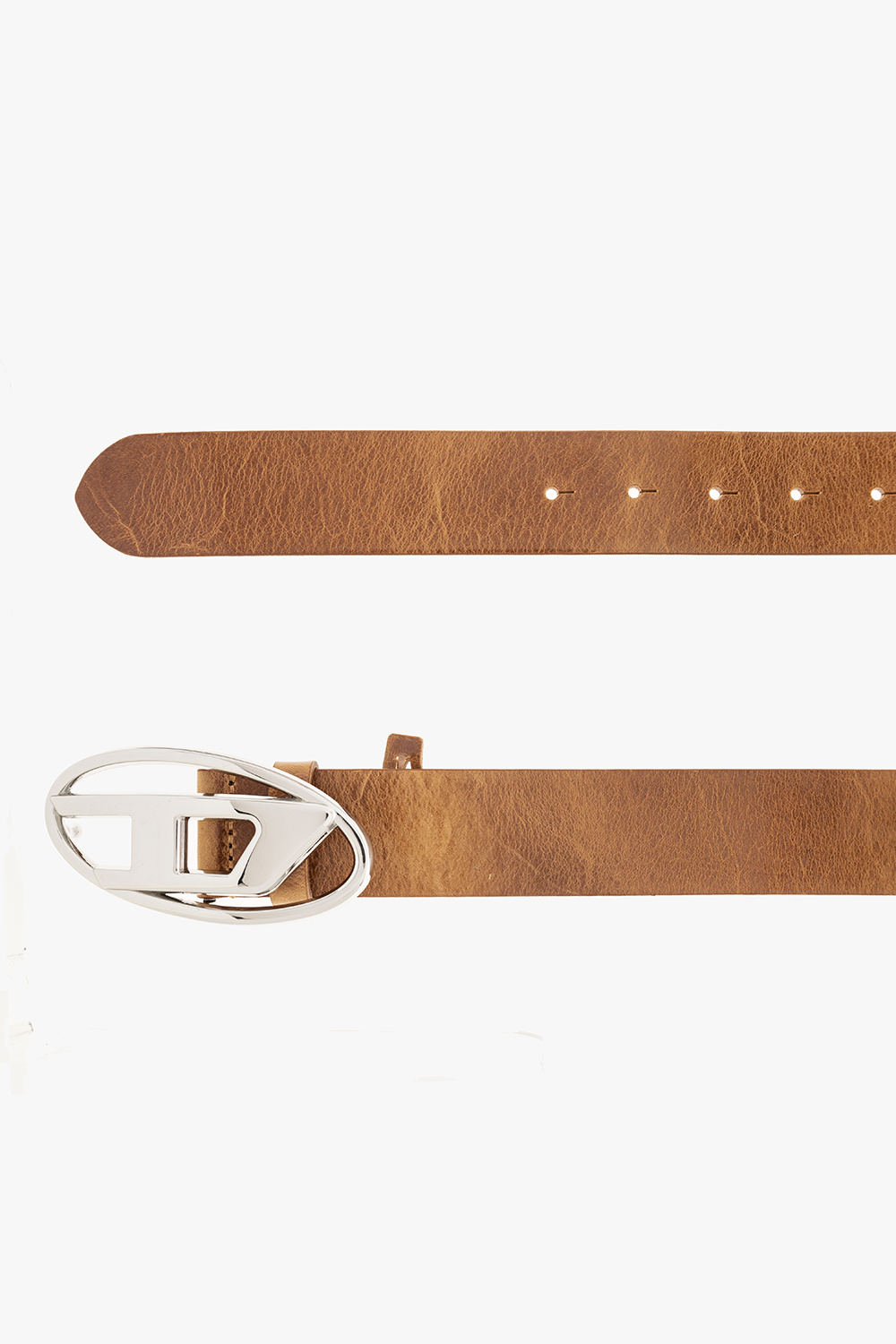 DIESEL☆ Leather belt with oval D logo ブラウン シンプル Diesel Oval Logo Belt Brown | Mainline Menswear United States